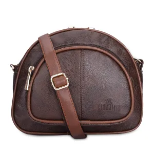 The Clownfish Zoey Faux Leather Waist Bag Travel Pouch Crossbody Sling Bag with Adjustable Belt (Brown)
