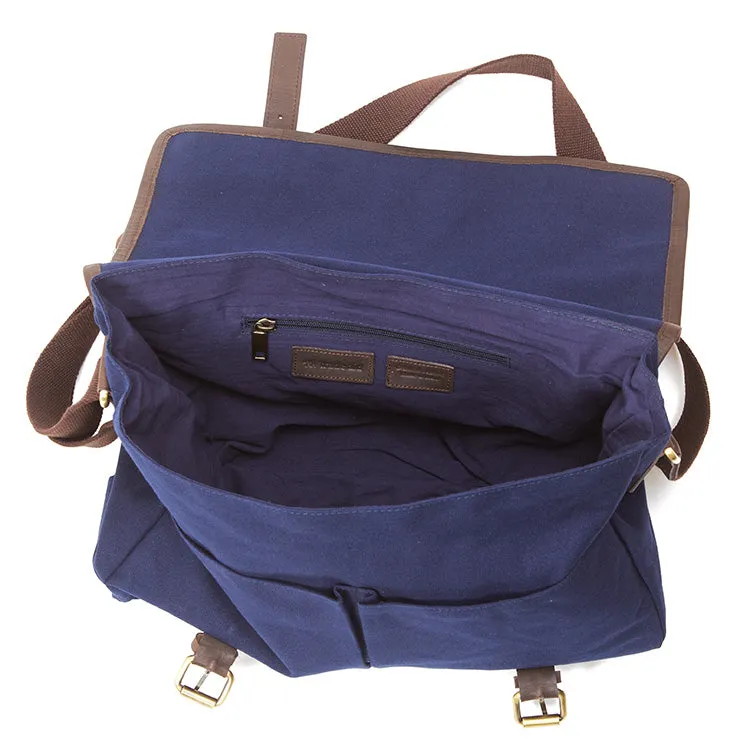 Trade Air Royal Blue Canvas And Leather Satchel 92500