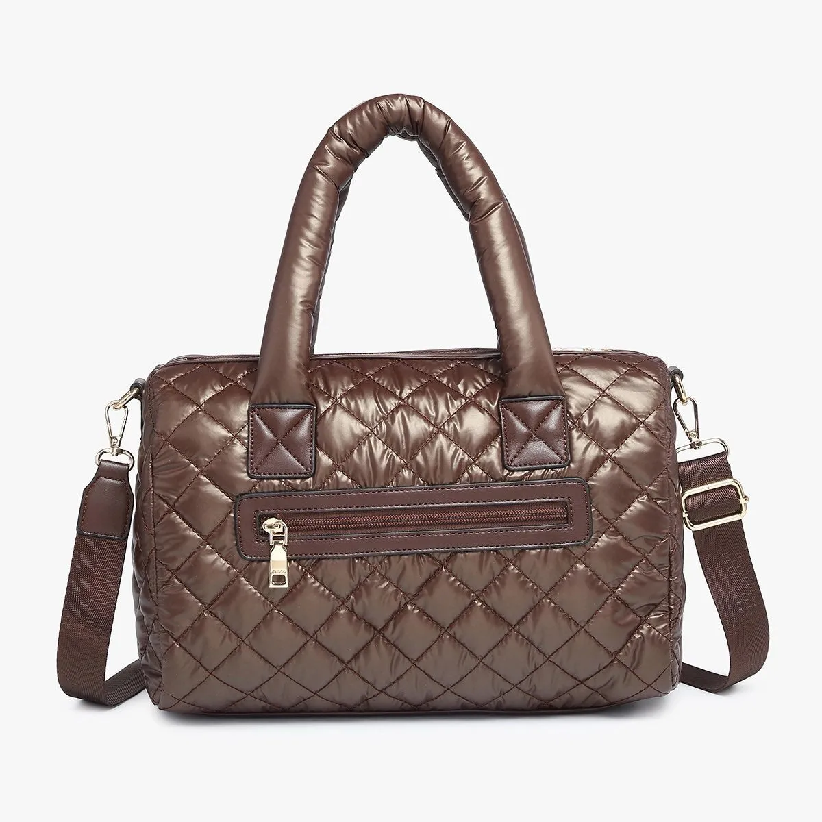 Trista Quilted Satchel -Brown