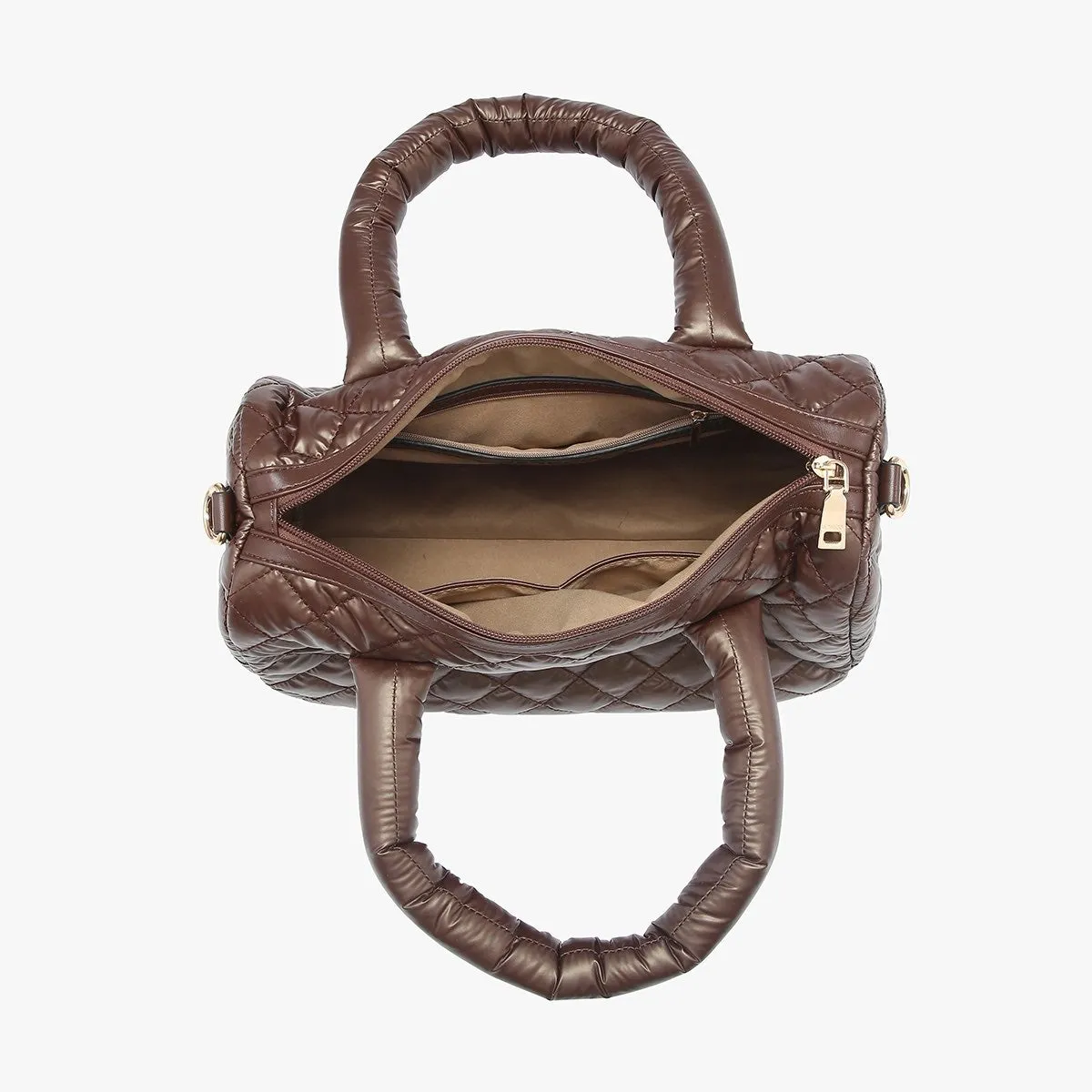 Trista Quilted Satchel -Brown