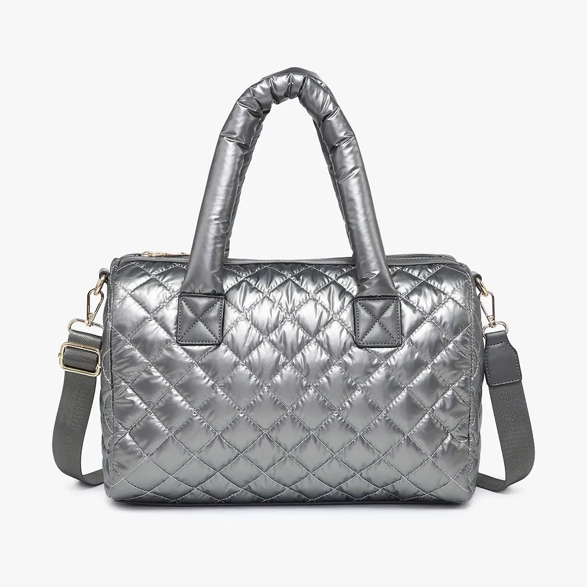 Trista Quilted Satchel -Gunmetal