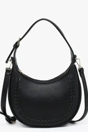 Tristan Whipstitch Shoulder Bag -Black