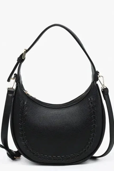 Tristan Whipstitch Shoulder Bag -Black