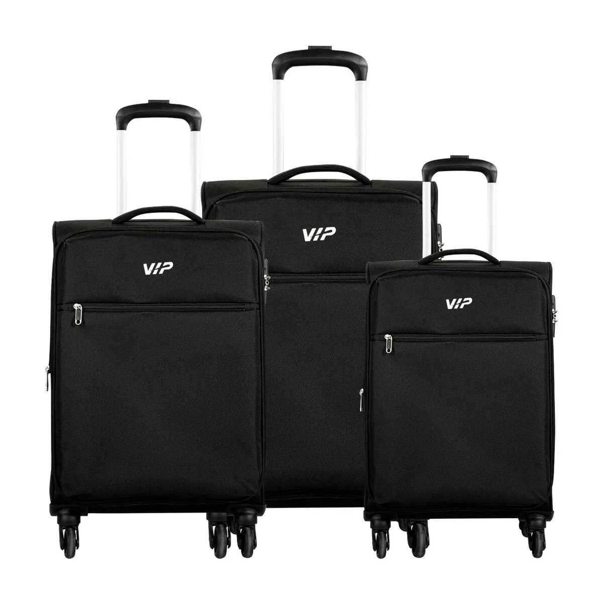 VIP Tivoli 4 Wheel Soft Trolley 58 69 80 3 Pcs Set Black