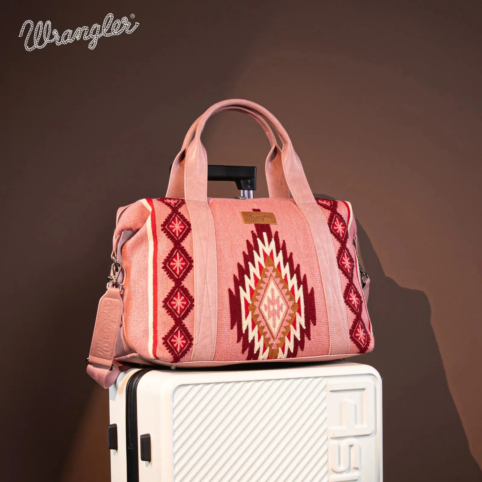 WG174-5110 Wrangler Southwestern Print Duffle Bag In Hot Pink Or Jean