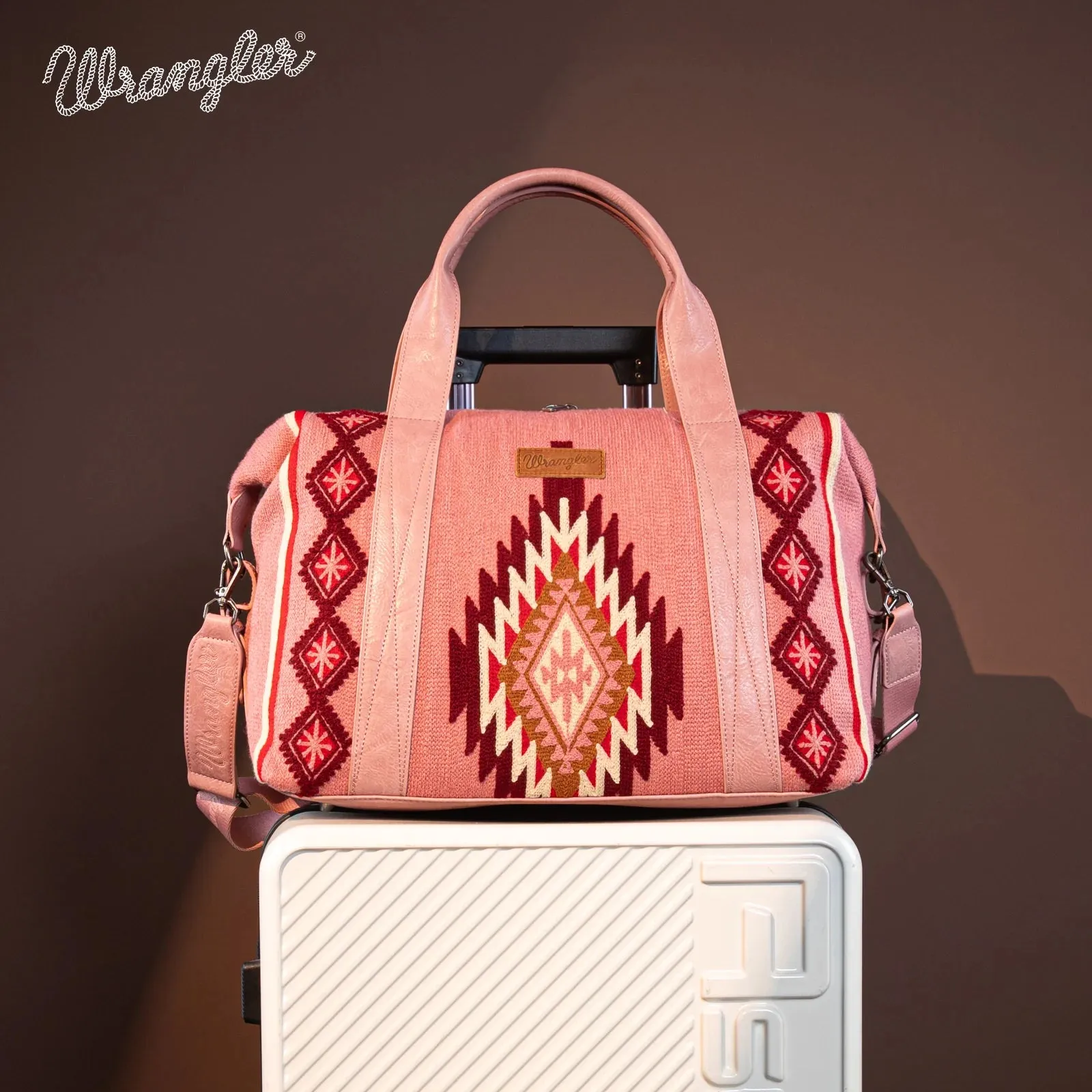 WG174-5110 Wrangler Southwestern Print Duffle Bag In Hot Pink Or Jean